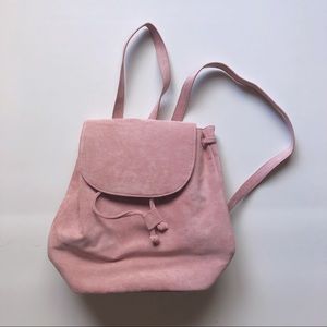 Pink Faux Suede Backpack
